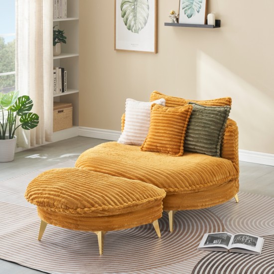 65.00 inches long, Corduroy Sofa Fabric, with three matching pillows and two spacious and comfortable seats, for Apartment Office Living Room - Yellow