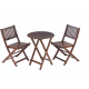 3-Piece Acacia Wood Bistro Set, Wooden Folding Patio Furniture for Garden Backyard Balcony Porch w/ 1 Coffee Table and 2 Foldable Chairs, Natural Stained