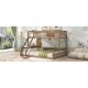 Twin XL over Queen Bunk Bed with Ladder and Guardrails, Walnut (Expected Arrival Time: 10.27)