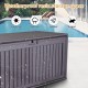 100 Gallon Resin Outdoor Deck Box Waterproof, Plastic Patio Storage Box with Side Handles, Lockable Storage Containers for Patio Furniture Cushions, Pool Accessories, Garden Tools Brown