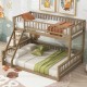 Twin XL over Queen Bunk Bed with Ladder and Guardrails, Walnut (Expected Arrival Time: 10.27)