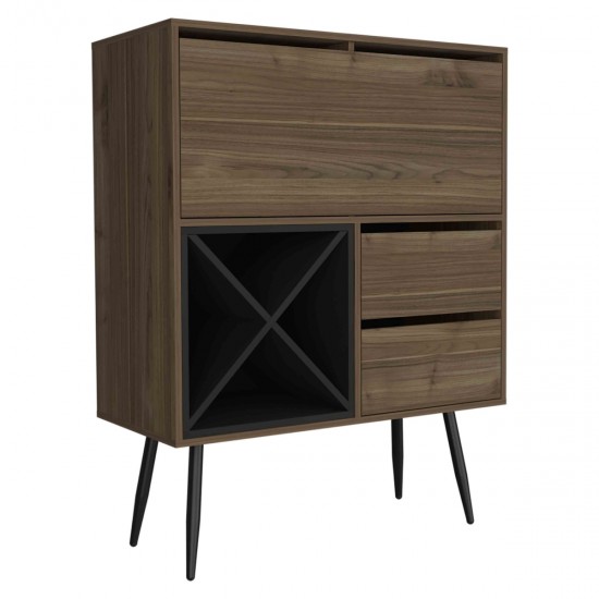 Prunus Bar Cabinet, One Cabinet, Two Drawers Mahogany / Black