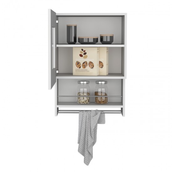 Balboa Wall Cabinet, Towel Bar, 1 Door White