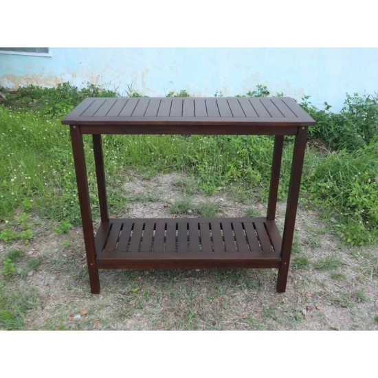 Wooden Workstation for Garden Balcony Garage,  Acacia Console Potting Table Brown