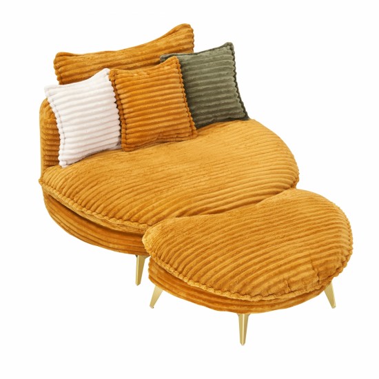 65.00 inches long, Corduroy Sofa Fabric, with three matching pillows and two spacious and comfortable seats, for Apartment Office Living Room - Yellow