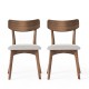 Mid-Century Walnut Finished Frame Upholstered Dining Chairs (Set of 2) (Light Beige)