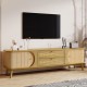 Rattan TV Stand for TVs up to 75'', Modern Farmhouse Media Console, Entertainment Center with Solid Wood Legs, TV Cabinet for Living Room,Home Theatre