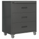 Heavy-Duty Metal Storage Cabinet with Wheels - 3 Drawer Tool Cabinet for Garage, Office, and Home Organizer Solutions, Black/Gray