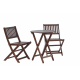 3-Piece Acacia Wood Bistro Set, Wooden Folding Patio Furniture for Garden Backyard Balcony Porch w/ 1 Coffee Table and 2 Foldable Chairs, Natural Stained