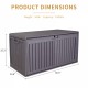 100 Gallon Resin Outdoor Deck Box Waterproof, Plastic Patio Storage Box with Side Handles, Lockable Storage Containers for Patio Furniture Cushions, Pool Accessories, Garden Tools Brown