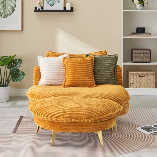 65.00 inches long, Corduroy Sofa Fabric, with three matching pillows and two spacious and comfortable seats, for Apartment Office Living Room - Yellow