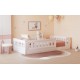 Wood Twin Size Platform Bed with Guardrail, White(Expected Arrival Time: 10.28)