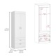 Lisboa Armoire, Rod, Double Door, Two Drawers, Metal Handles White