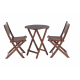 3-Piece Acacia Wood Bistro Set, Wooden Folding Patio Furniture for Garden Backyard Balcony Porch w/ 1 Coffee Table and 2 Foldable Chairs, Natural Stained