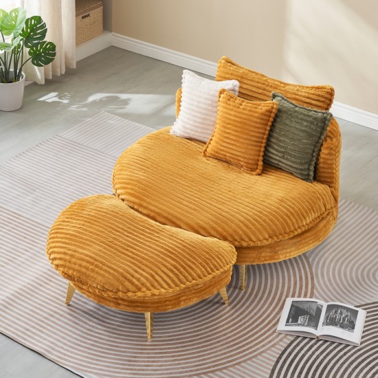 65.00 inches long, Corduroy Sofa Fabric, with three matching pillows and two spacious and comfortable seats, for Apartment Office Living Room - Yellow