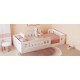 Wood Twin Size Platform Bed with Guardrail, White(Expected Arrival Time: 10.28)