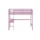 Twin High Loft Bed, Rubber Wood  Loft Bed with Safety Guardrail, built-in desk, ladder,Pink