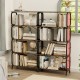 5 Tier Large Book Shelf, Bookcase Home Office Open Bookshelf,Shelves for Living Room, Office Shelf,Vintage Industrial Style Bookshelf with Metal Frame,Rustic Brown