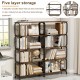 5 Tier Large Book Shelf, Bookcase Home Office Open Bookshelf,Shelves for Living Room, Office Shelf,Vintage Industrial Style Bookshelf with Metal Frame,Rustic Brown