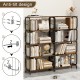 5 Tier Large Book Shelf, Bookcase Home Office Open Bookshelf,Shelves for Living Room, Office Shelf,Vintage Industrial Style Bookshelf with Metal Frame,Rustic Brown