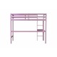 Twin High Loft Bed, Rubber Wood  Loft Bed with Safety Guardrail, built-in desk, ladder,Pink