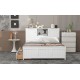 Full Size Platform Bed with Storage Headboard and Sliding Door,2 Drawers, White(Expected Arrival Time:10.17)