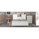 Full Size Platform Bed with Storage Headboard and Sliding Door,2 Drawers, White(Expected Arrival Time:10.17)