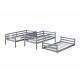 Triple Rubber Wood Bunk Bed with Two Built-in Ladders, Guardrails, Twin over Twin over Twin, Detachable Triple Twin Bunk Bed,Grey