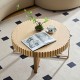 Modern Handcraft Drum Coffee Table 31.5 inch Round Coffee Table for Living Room,Small Coffee Table with Sturdy Pedestal,Natural Ash