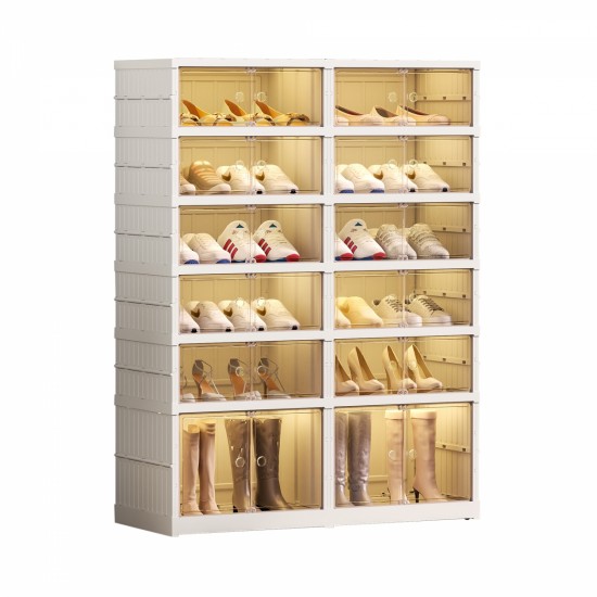 Shoe Storage Cabinet 6 Tiers for 24 Pairs, Portable Shoe Rack Organizer for Entryway Foldable Shoe Boexe, Large Storage Bins for Closet,Living  Room