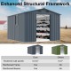 8x10 FT Outdoor Storage Shed, Large Metal Tool Sheds with Window and Lockable Doors, Garden Shed for Backyard Garden Patio Lawn, Dark Grey