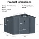 8x10 FT Outdoor Storage Shed, Large Metal Tool Sheds with Window and Lockable Doors, Garden Shed for Backyard Garden Patio Lawn, Dark Grey