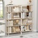 5 Tier Large Book Shelf, Bookcase Home Office Open Bookshelf,Shelves for Living Room, Office Shelf,Vintage Industrial Style Bookshelf with White Metal Frame, White