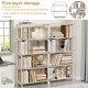 5 Tier Large Book Shelf, Bookcase Home Office Open Bookshelf,Shelves for Living Room, Office Shelf,Vintage Industrial Style Bookshelf with White Metal Frame, White