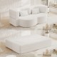 Modern Floor Sofa with 2 Pillows,Convertible Teddy Fabric Foam-Filled Sleeper Sofa Bed,15 Inch  Full Size Folding Mattress for Living Room,Guest Bed,Playroom,no assembly required,Beige(Old Sku:W1885P190390