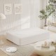 Modern Floor Sofa with 2 Pillows,Convertible Teddy Fabric Foam-Filled Sleeper Sofa Bed,15 Inch  Full Size Folding Mattress for Living Room,Guest Bed,Playroom,no assembly required,Beige(Old Sku:W1885P190390