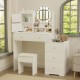 Fashion Vanity Desk with Mirror and Lights for Makeup and Cushioned Chair, Vanity Mirror with Lights and Table Set with 3 Color Lighting Brightness Adjustable,Dressing table, White Color