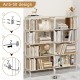 5 Tier Large Book Shelf, Bookcase Home Office Open Bookshelf,Shelves for Living Room, Office Shelf,Vintage Industrial Style Bookshelf with White Metal Frame, White