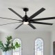 72'' Indoor Smart Black Ceiling Fan with LED light and App Remote Control