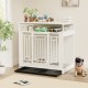 43.3 inch Dog Crate Furniture for Large Dogs,Wooden Dog Crate with Divider,Double Door Dog Kennel with Three Drawers Storages,Heavy Duty Dogs Decorative Pet House for Large Medium Dogs ,White