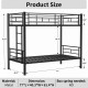 Bunk Bed Twin Over Twin Size with Ladder and high Guardrail, Able to Split, Metal Bunk Bed, Storage Space, Noise Free, Black