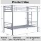 Bunk Bed Twin Over Twin Size with Ladder and high Guardrail, Able to Split, Metal Bunk Bed, Storage Space, Noise Free,Grey Silver