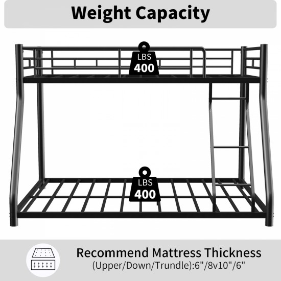 Metal Twin over Full Bunk Bed/ Heavy-duty Sturdy Metal/ Noise Reduced/ Safety Guardrail/ CPC Certified/ No Box Spring Needed