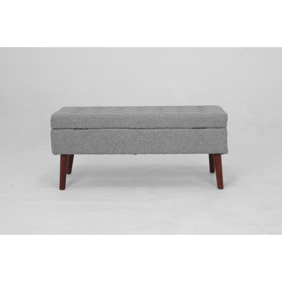 Storage Bench with Storage Bench for Bedroom End of Bed Bench Foot of Bed Bench Entryway Bench Storage Ottoman Bench 43.7 Inch  W x 18.1 Inch  D Grey Linen Bench