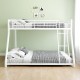 Metal Bunk Bed Twin Over Full Size with Removable Stairs, Heavy Duty Sturdy Frame with 12 Inch  Under-Bed Storage for Teen & Adults, Teens, No Box Spring Needed, White