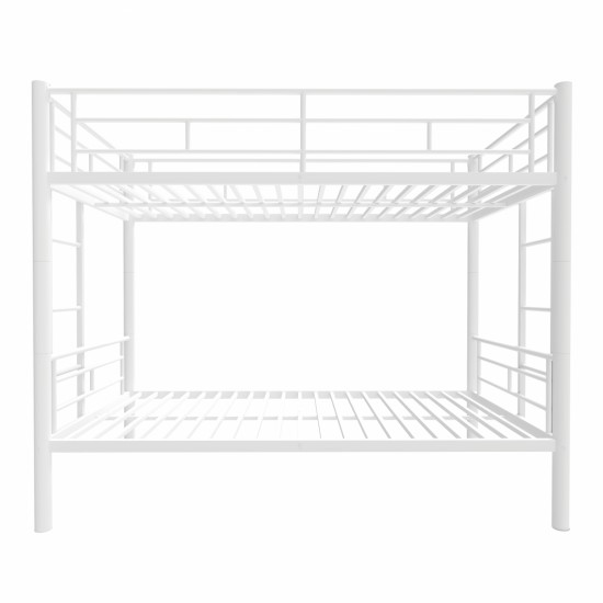 Bunk Bed Twin Over Twin Size with Ladder and high Guardrail, Able to Split, Metal Bunk Bed, Storage Space, Noise Free,White