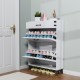 Shoe Storage Cabinet for Entryway, Free Standing Shoe Organizer with 2 Flip Drawers, Hidden Shoe Rack Storage Organizer for Doorway Hallway Closet, White