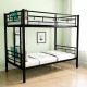 Bunk Bed Twin Over Twin Size with Ladder and high Guardrail, Able to Split, Metal Bunk Bed, Storage Space, Noise Free, Black