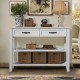 Console Sofa Table with 2 Storage Drawers and 2 Tiers Shelves, Mid-Century Style 42'' Solid Wood Buffet Sideboard for Living Room Furniture Kitchen Dining Room Entryway Hallway, Antique White