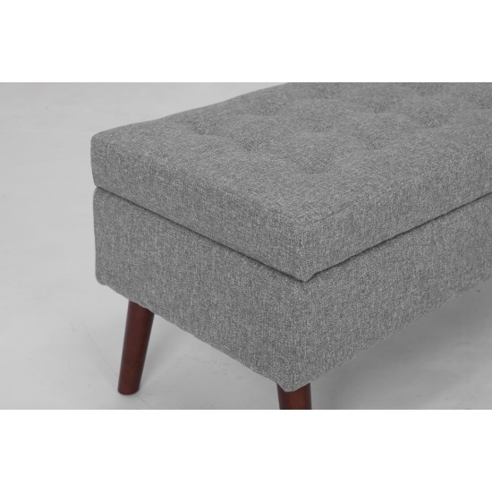 Storage Bench with Storage Bench for Bedroom End of Bed Bench Foot of Bed Bench Entryway Bench Storage Ottoman Bench 43.7 Inch  W x 18.1 Inch  D Grey Linen Bench